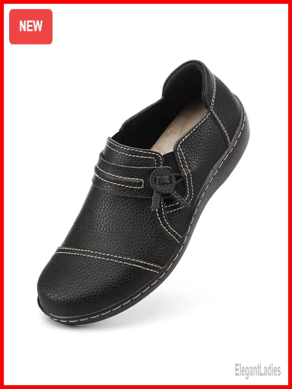 Classic Leather Slip-On Loafers Women's Comfort Casual Work Shoes